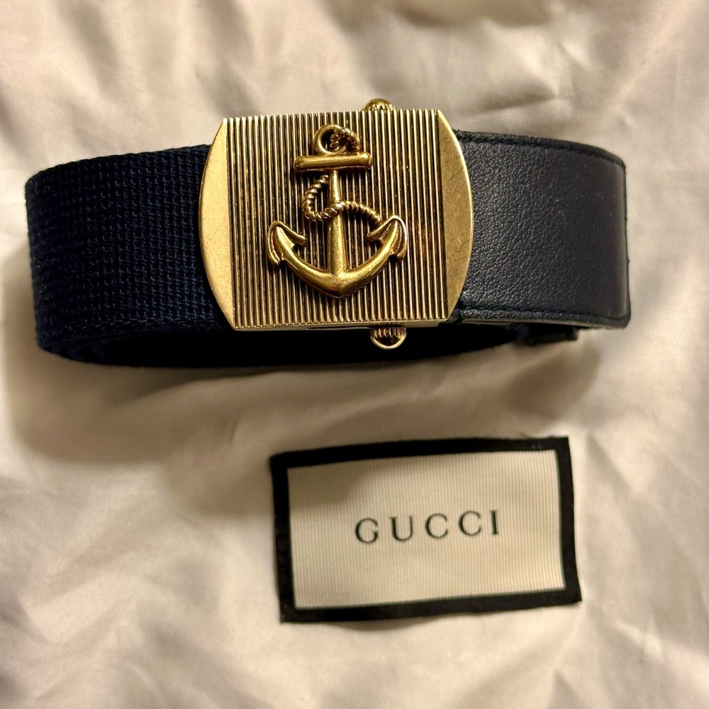 Gucci anchor canvas belt navy blue 95/38